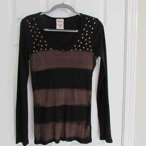 Vocal Black & Brown Detailed Long Sleeve Top